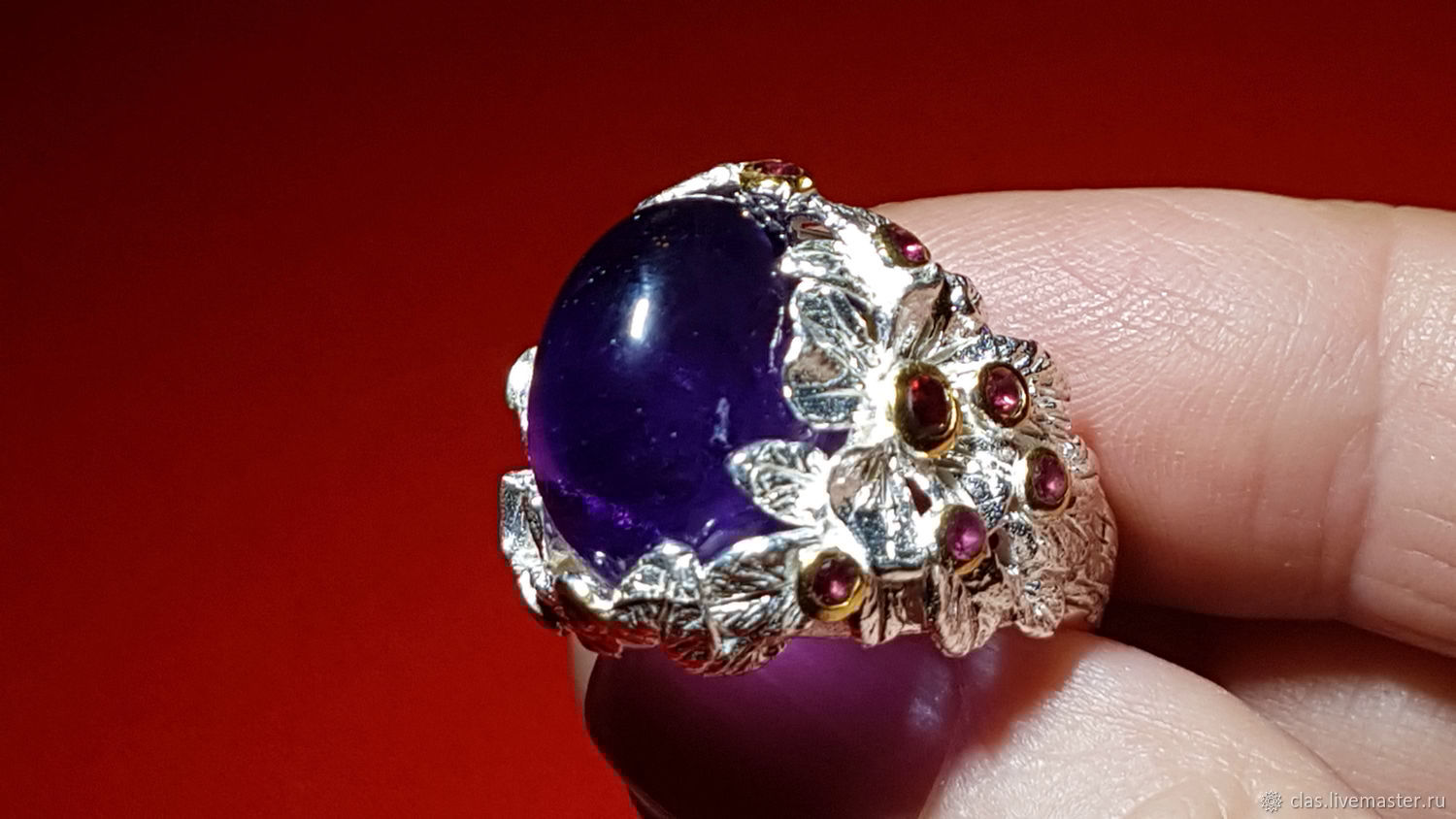Перстень: Аметист Пурпурный. Гранат Родолит.925.17р купить в интернет ...