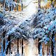 Landscape oil painting Winter in blue by Vladimir Chernov, Pictures, Stary Oskol,  Фото №1