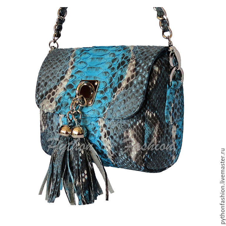 Handbag made of Python skin. A handbag made of Python skin on a long chain. Lightweight women's handbag made of Python skin handmade. Stylish handbag cross body. Fashion handbag made from Python custo