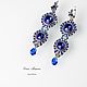 Blue Butterfly earrings with blue crystals sw, Earrings, Krasnoyarsk,  Фото №1
