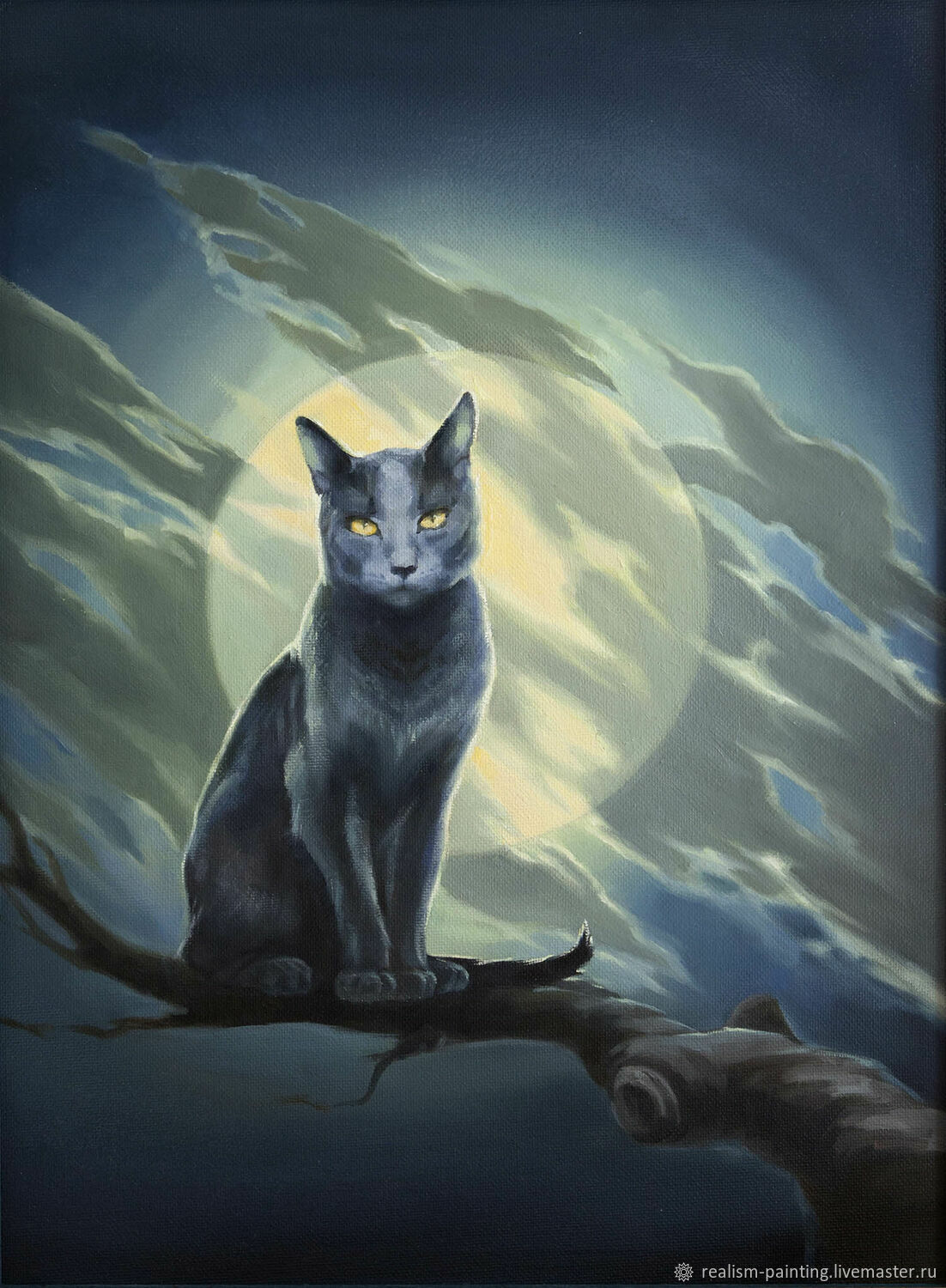 "Лунная кошка", картина маслом на холсте, Картины, Санкт-Петербург,  Фото №1