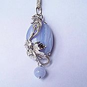 Украшения handmade. Livemaster - original item WIRE WRAP.  Pendant with blue agate (sapphirine). Handmade.