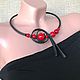 Necklace of red coral on rubber, stylish decoration on the neck, Necklace, Voronezh,  Фото №1