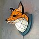 Fox wall lamp, geometric sconce, stained glass. Sconce. Vitrazhi Nasti Zajtsevoj (zaytsevaglass). Ярмарка Мастеров.  Фото №4