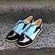 Shoes dark blue/white/blue / black lacquer removable element wedge, Shoes, Moscow,  Фото №1