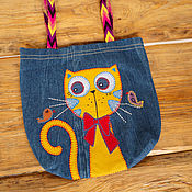 Сумки и аксессуары handmade. Livemaster - original item Bag shopper "Yellow Cat" for children. Handmade.