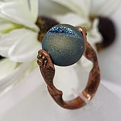 Украшения handmade. Livemaster - original item Witch`s Horseshoe ring with agate with druse, copper. Handmade.
