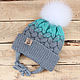 Children's knitted hat with ears and fur pompoms pattern from KOs, Caps, Simferopol,  Фото №1