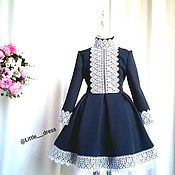 School dress with lace and flounce
