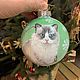 Елочный шар с портретом кота. Елочные игрушки. Екатерина Нефедова (Miapittura). Ярмарка Мастеров.  Фото №5