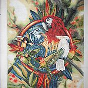 Картины и панно handmade. Livemaster - original item Painting, painting with birds, embroidered picture of "Rookery". Handmade.