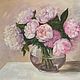 Large oil painting. Peony for you.Still life with flowers