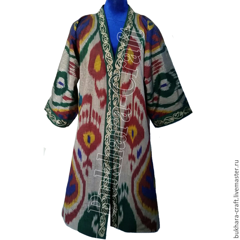 Таджикский халат. Бухарский чапан. Узбекский халат женский. Узбекский халат накидка.