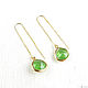 Green summer grass earrings gold broach earrings, Thread earring, Moscow,  Фото №1