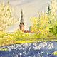 Spring landscape of Muscari in Zaryadye watercolor painting Moscow, Pictures, Kemerovo,  Фото №1