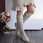 Обувь ручной работы handmade. Livemaster - original item Women`s knitted linen boots 
