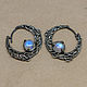 Silver earrings 'Taurg' with moon stones, Congo earrings, Moscow,  Фото №1