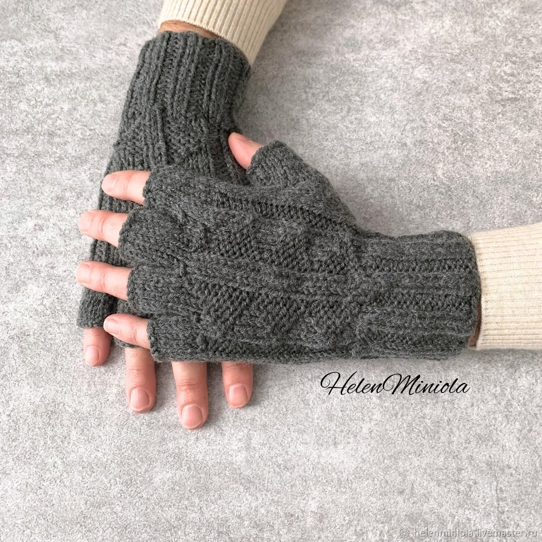 Мужские перчатки без пальцев вязаные из шерсти в интернет-магазине ...