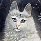 Белая кошка. Панно из камня с росписью Любимая Кошка Снежной Королевы, Панно, Москва,  Фото №1