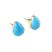 Украшения handmade. Livemaster - original item Turquoise gold earrings, earrings with natural turquoise carnations. Handmade.