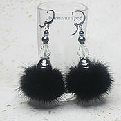 Материалы для творчества handmade. Livemaster - original item Set for creativity New Year`s Earrings with mink pompom. Handmade.