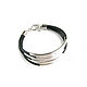 Copy of Leather bracelet,silver bracelet,grey bracelet,wrap bracelet, Braided bracelet, Moscow,  Фото №1
