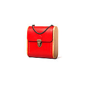 Сумки и аксессуары handmade. Livemaster - original item CAPE BRETON-handbag made of red leather and wood. Handmade.