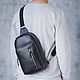 Men's leather shoulder bag 'Kortez' (Black), Backpacks, Yaroslavl,  Фото №1