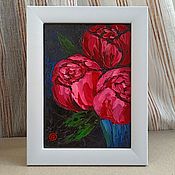 Картины и панно handmade. Livemaster - original item Oil painting of peonies peony flower painting with flowers. Handmade.