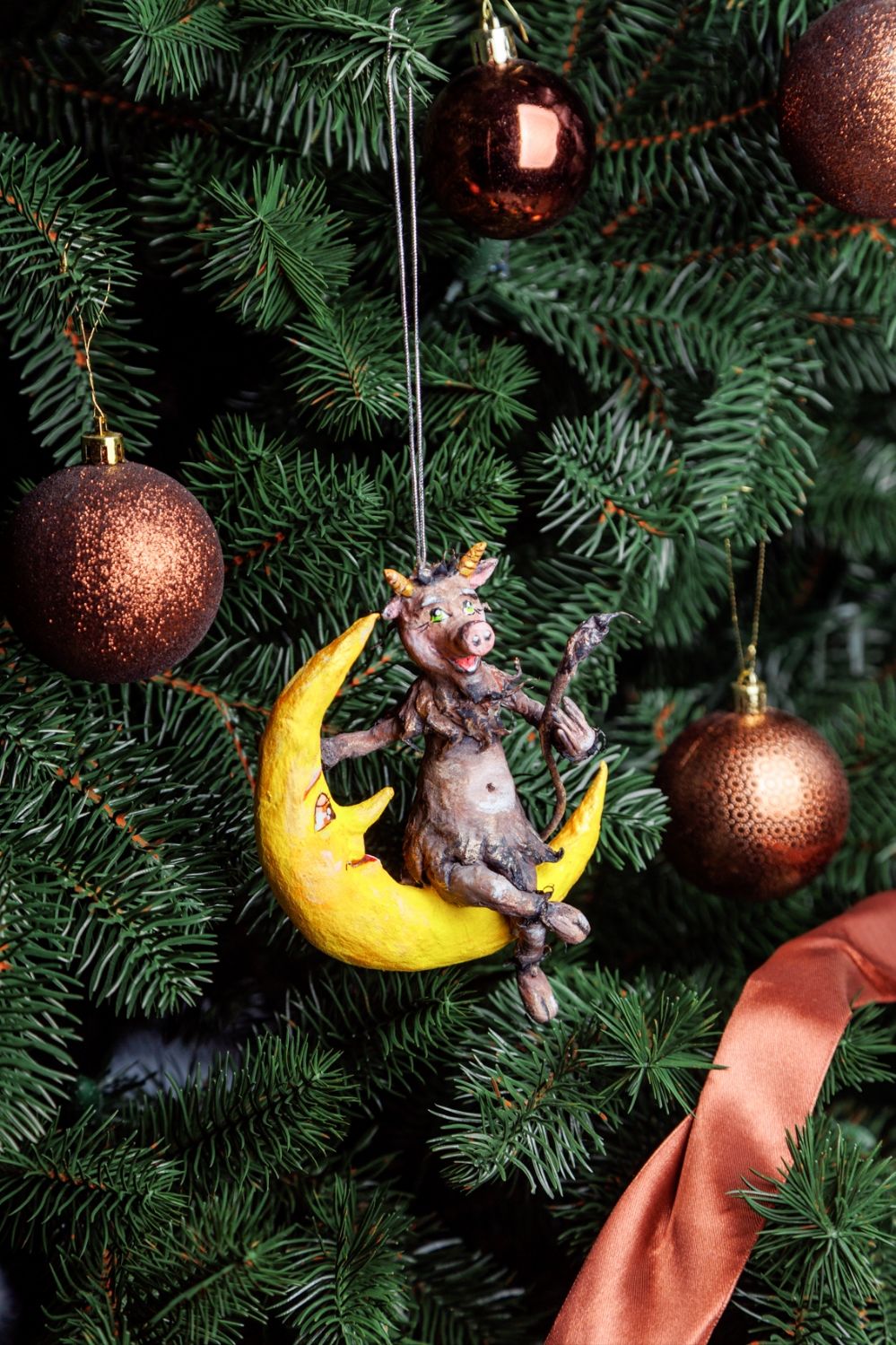 Ватная ёлочная игрушка чертенок в интернет-магазине Ярмарка Мастеров по ...