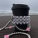 Капхолдер из бусин для горячих напитков. Сумка через плечо. coff_bag. Интернет-магазин Ярмарка Мастеров.  Фото №2