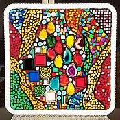 Картины и панно handmade. Livemaster - original item Mosaic painting with illumination \ panel \ stained glass Semi-precious stones. Handmade.