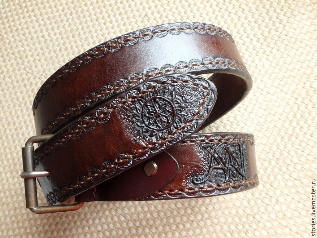 Mens leather belt personalized engraved stone – заказать на Ярмарке ...