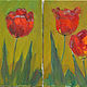 Картина маслом Радость весны тюльпаны картина с цветам красный зелены, Картины, Москва,  Фото №1