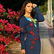Knitted blue dress, knit woman dress, wool dress. Dresses. Kushnir handmade. Online shopping on My Livemaster.  Фото №2