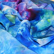 Аксессуары handmade. Livemaster - original item Handkerchief silk neck batik bright blue handkerchief gift to mother. Handmade.
