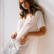 Одежда handmade. Livemaster - original item Cambric nightgown Lilit milky white. Handmade.