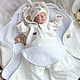Конверт обнимашка. Комплект одежды для выписки. CottonHome Baby. Интернет-магазин Ярмарка Мастеров.  Фото №2
