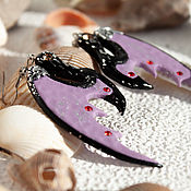 Украшения handmade. Livemaster - original item Earrings: dragon wings Lilac in silver – author`s work. Handmade.