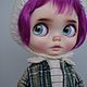Кукла Блайз (Blythe Doll) custom, ooak doll, с фиолетовыми волосами. Шарнирная кукла. Blythe Dolls by Elena Khromova. Интернет-магазин Ярмарка Мастеров.  Фото №2