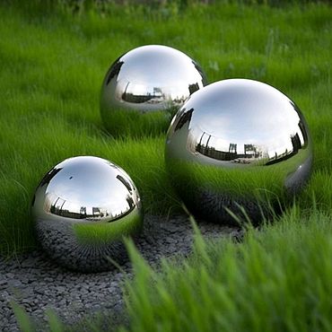 Украшения, Серебряный зеркальный шар из нержавеющей стали для сада