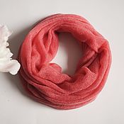 Аксессуары handmade. Livemaster - original item Snood knitted from kid mohair pink coral, snood in two turns. Handmade.