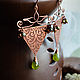 Copper earrings 'murkwood' - Elven earrings with garnet, Earrings, Ulan-Ude,  Фото №1