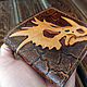 Handmade Dinosaur Skull Wallet with Embossed and Painted. Wallets. CrazyLeatherGoods. My Livemaster. Фото №4