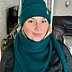 Шапочка и косынка. Комплекты головных уборов. Тёплый мир - роскошь ручной работы. Интернет-магазин Ярмарка Мастеров.  Фото №2