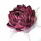 Brooch: Windy Lotus Burgundy Flower Handmade from Fabric, Brooches, St. Petersburg,  Фото №1