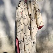 Винтаж: Японское шелковое кимоно с росписью Индийские мотивы