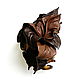 Краб большой заколка для волос Шоколад цветок из кожи коричневый. Заколки. De-Si-Re          Юлия Ру. Ярмарка Мастеров.  Фото №4