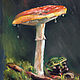  Mushroom and frog in the rain. Print from the author's work, Pictures, St. Petersburg,  Фото №1