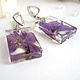 Order Earrings with Real Flowers Delphinium Purple Rhodium Transparent. WonderLand. Livemaster. . Earrings Фото №3